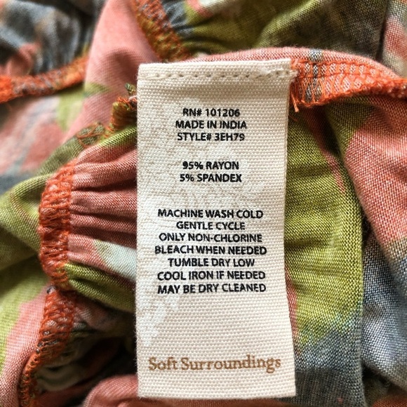 Soft Surroundings Fabiana Tropical Print Ruffle Hem Shirred Maxi Dress Small - Picture 9 of 10